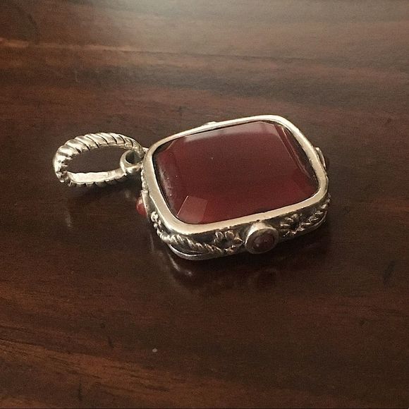 BARSE Sterling Silver Rope Embellished Red Carnelian Pendant - Picture 5 of 11